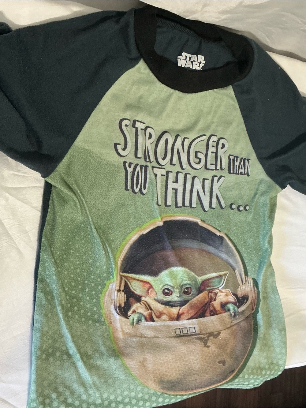 Star Wars Green and Black Grogu Raglan Tee